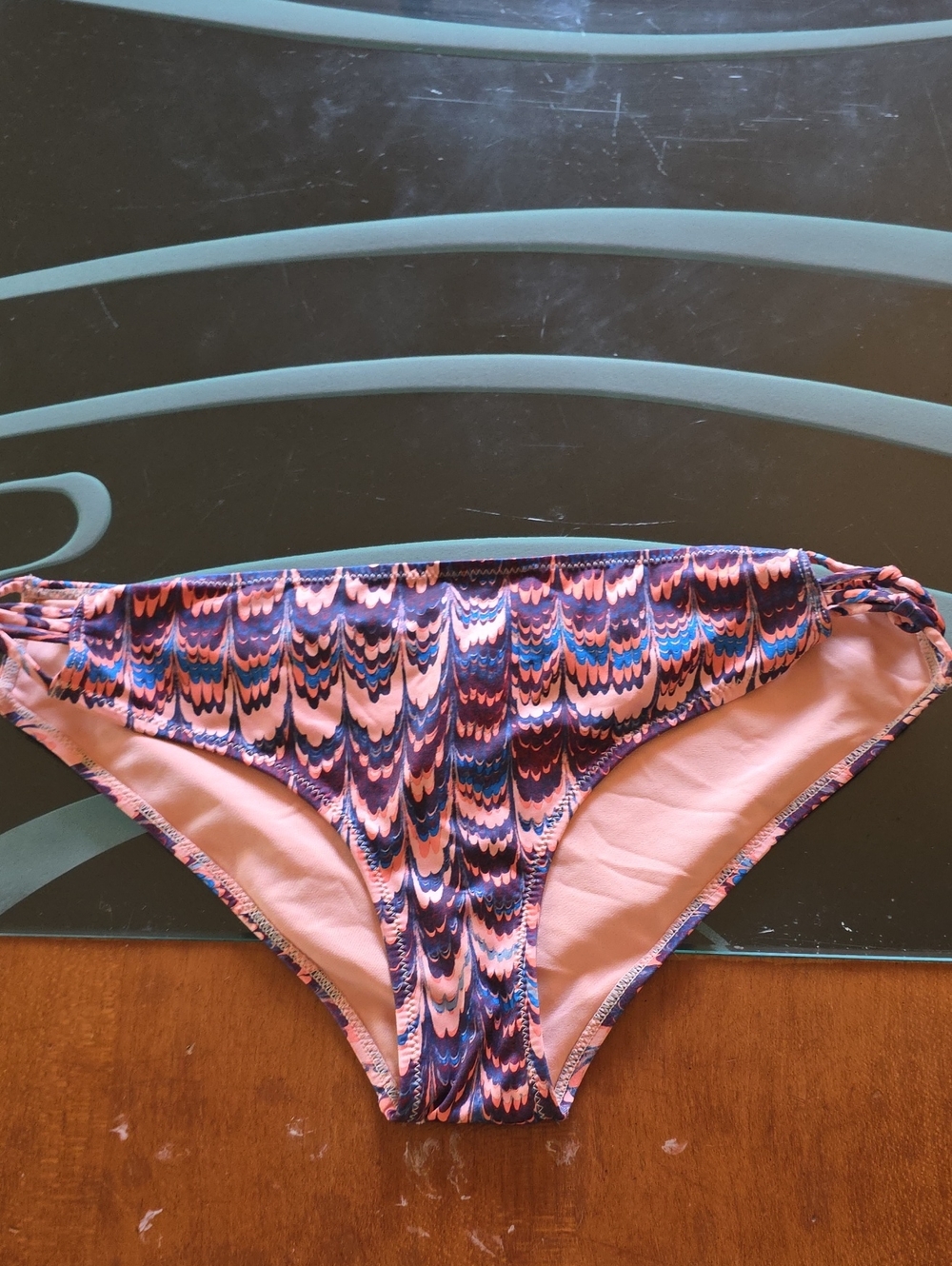 H&M Pink and Blue Patterned Bikini Bottom